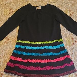 Hanna Andersson Black Dress with Colorful Ruffles